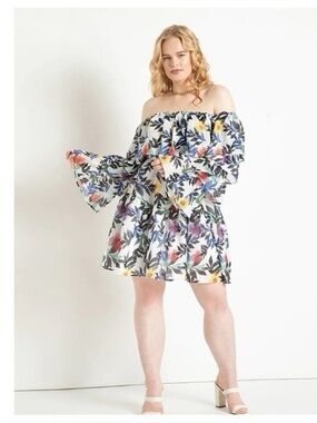 Eloquii off shoulder Floral Dress with Ruffles 22
